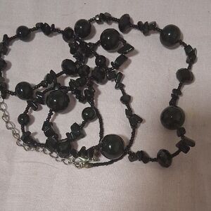 Elegant Black Beaded Necklace